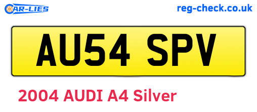 AU54SPV are the vehicle registration plates.