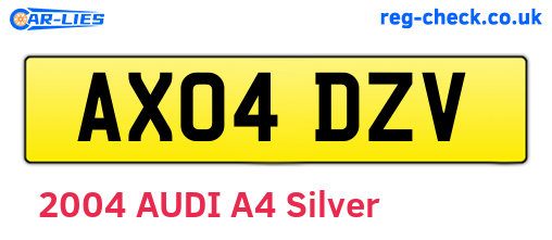 AX04DZV are the vehicle registration plates.