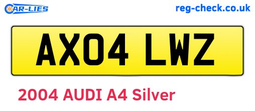 AX04LWZ are the vehicle registration plates.