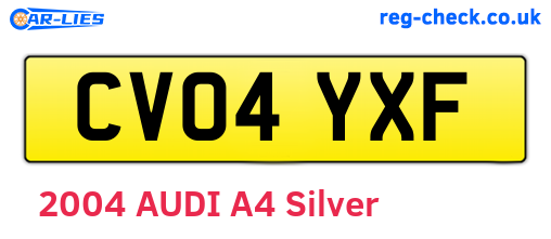 CV04YXF are the vehicle registration plates.