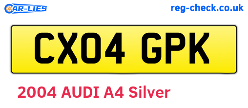 CX04GPK are the vehicle registration plates.