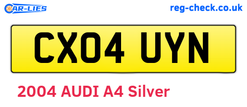 CX04UYN are the vehicle registration plates.