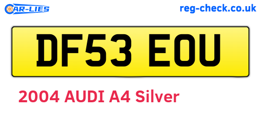 DF53EOU are the vehicle registration plates.