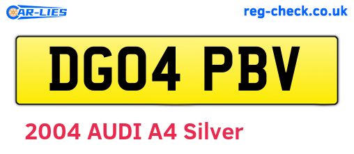 DG04PBV are the vehicle registration plates.
