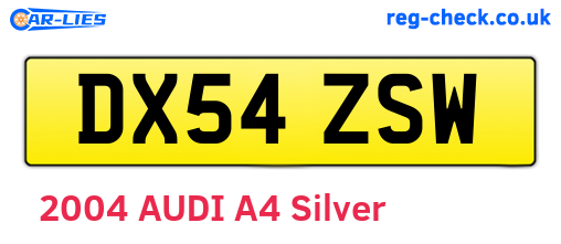 DX54ZSW are the vehicle registration plates.