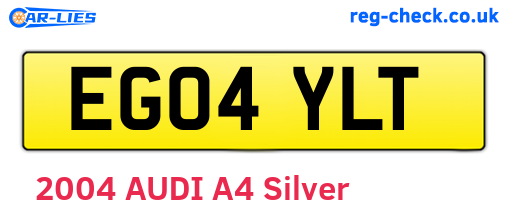 EG04YLT are the vehicle registration plates.