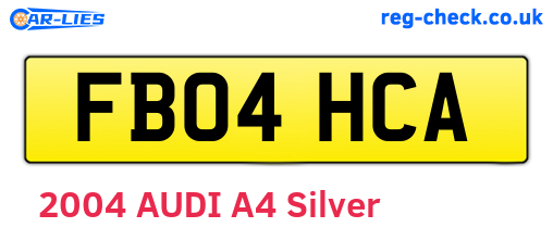 FB04HCA are the vehicle registration plates.