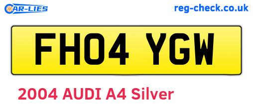 FH04YGW are the vehicle registration plates.