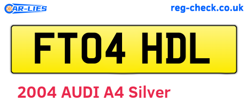 FT04HDL are the vehicle registration plates.