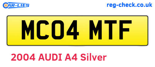 MC04MTF are the vehicle registration plates.