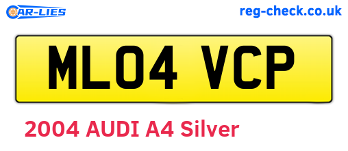ML04VCP are the vehicle registration plates.