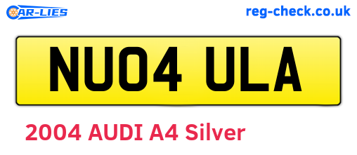 NU04ULA are the vehicle registration plates.