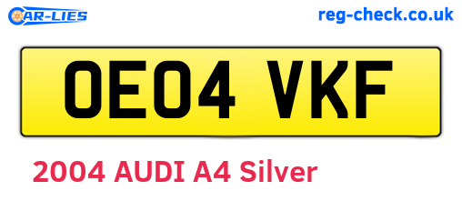OE04VKF are the vehicle registration plates.