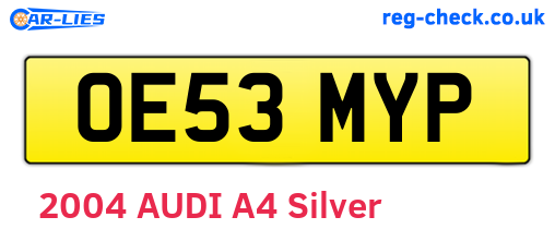 OE53MYP are the vehicle registration plates.