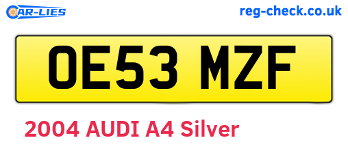 OE53MZF are the vehicle registration plates.