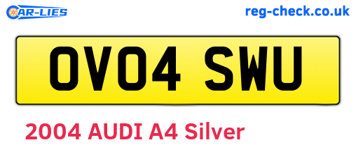 OV04SWU are the vehicle registration plates.