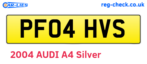 PF04HVS are the vehicle registration plates.