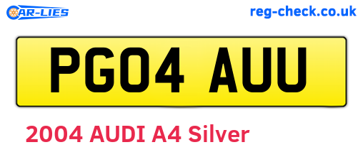 PG04AUU are the vehicle registration plates.