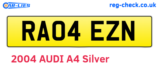 RA04EZN are the vehicle registration plates.