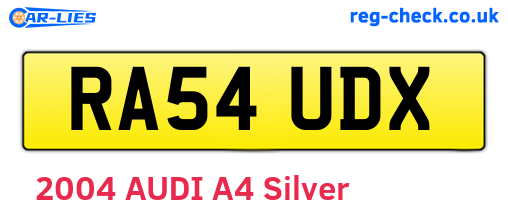 RA54UDX are the vehicle registration plates.
