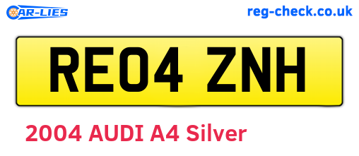 RE04ZNH are the vehicle registration plates.