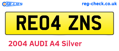 RE04ZNS are the vehicle registration plates.