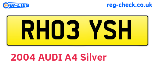 RH03YSH are the vehicle registration plates.