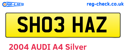 SH03HAZ are the vehicle registration plates.