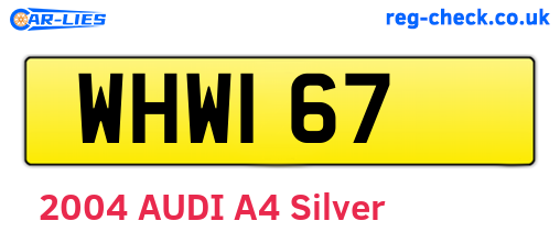WHW167 are the vehicle registration plates.