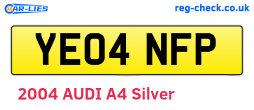 YE04NFP are the vehicle registration plates.