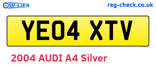 YE04XTV are the vehicle registration plates.
