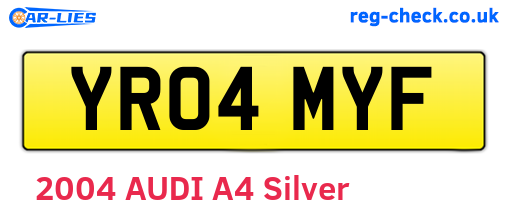 YR04MYF are the vehicle registration plates.