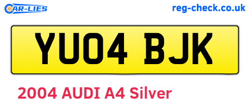 YU04BJK are the vehicle registration plates.