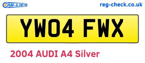 YW04FWX are the vehicle registration plates.