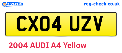 CX04UZV are the vehicle registration plates.