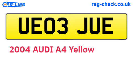 UE03JUE are the vehicle registration plates.