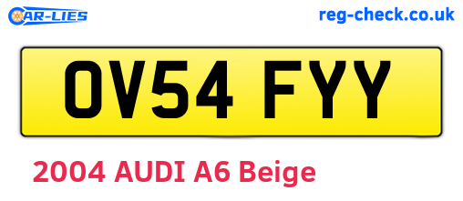 OV54FYY are the vehicle registration plates.