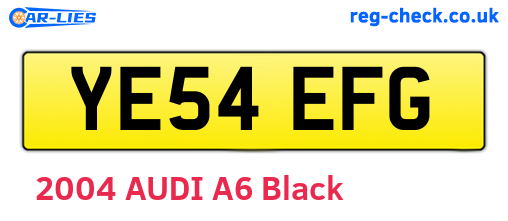 YE54EFG are the vehicle registration plates.