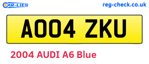 AO04ZKU are the vehicle registration plates.