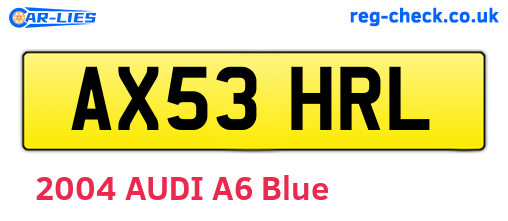 AX53HRL are the vehicle registration plates.