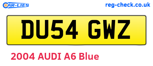 DU54GWZ are the vehicle registration plates.