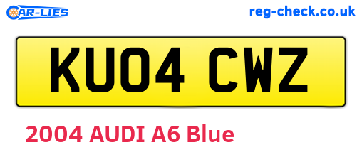 KU04CWZ are the vehicle registration plates.