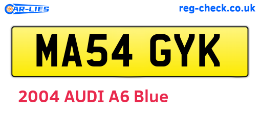 MA54GYK are the vehicle registration plates.