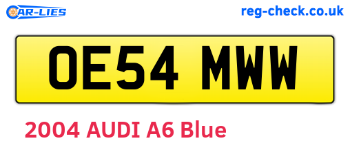 OE54MWW are the vehicle registration plates.