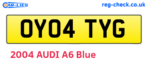 OY04TYG are the vehicle registration plates.