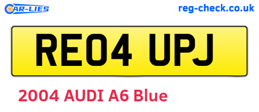 RE04UPJ are the vehicle registration plates.