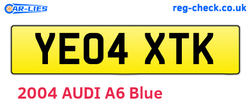 YE04XTK are the vehicle registration plates.