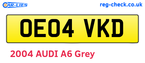 OE04VKD are the vehicle registration plates.