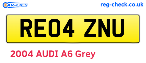 RE04ZNU are the vehicle registration plates.