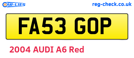 FA53GOP are the vehicle registration plates.